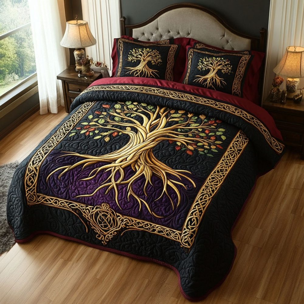 Ancestral Arbor 3-Piece Quilted Bedding Set