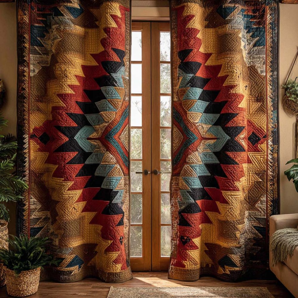 Ancient Tribal Sandstone Quilted Curtains