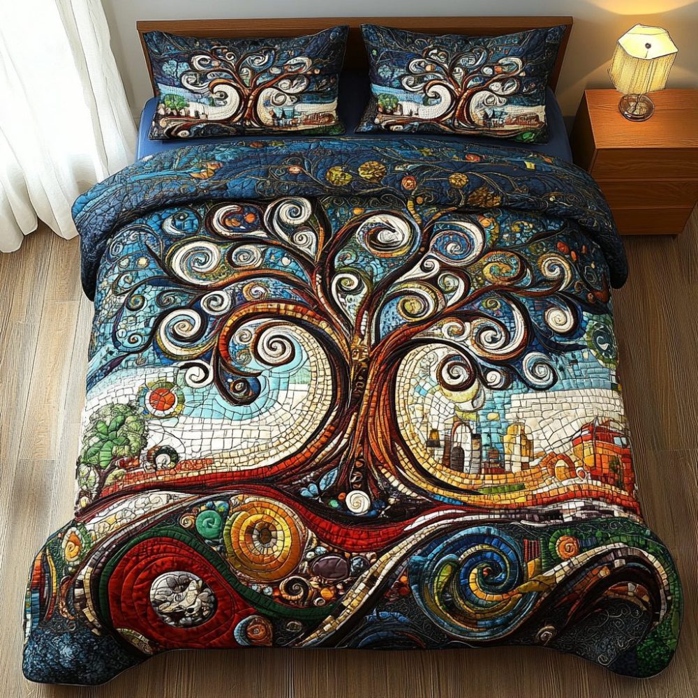 Ancient Wisdom 3-Piece Quilted Bedding Set