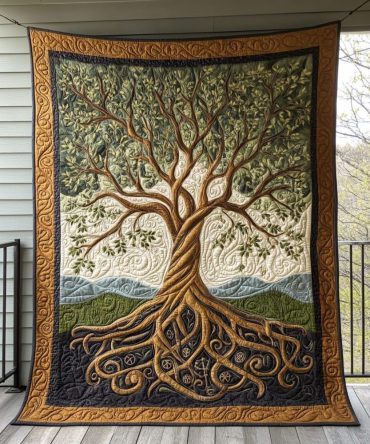 Ancients Tree Quilted Blanket