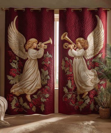 Angel Ruby Trumpet Quilted Curtains