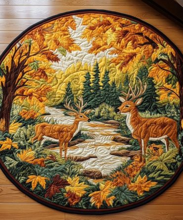 Antlered Majesty Quilted Round Mat