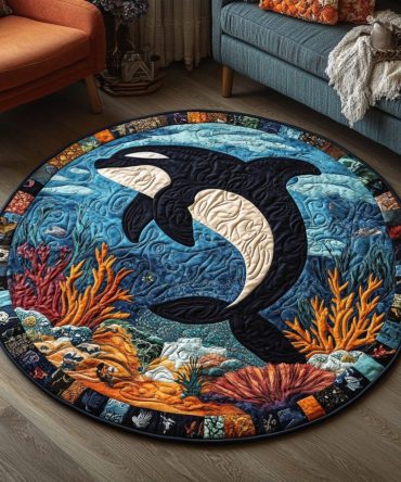 Aqua Tide Wonder Quilted Round Mat