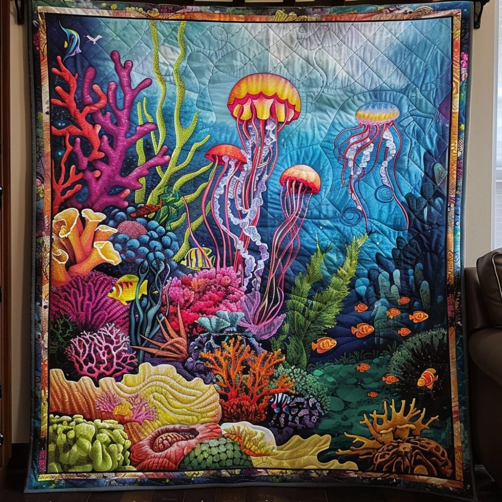 Aquatic Majesty Quilted Blanket