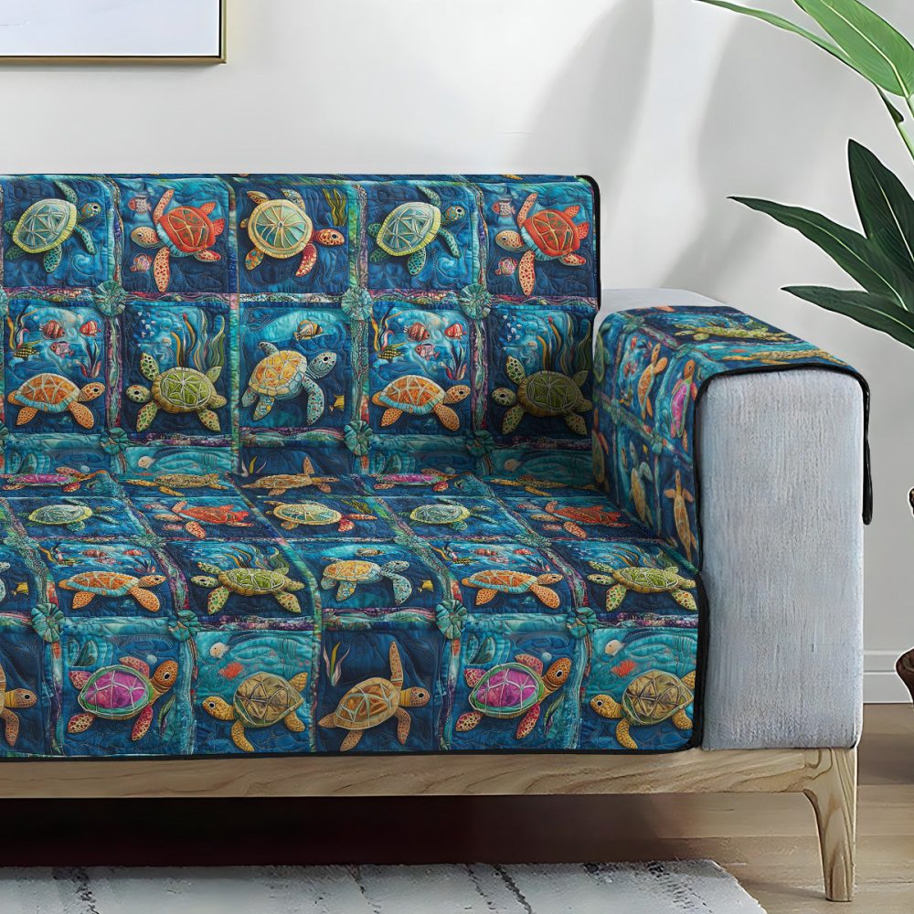 Aquatic Ambiance Quilted Sofa Cover - Image 5