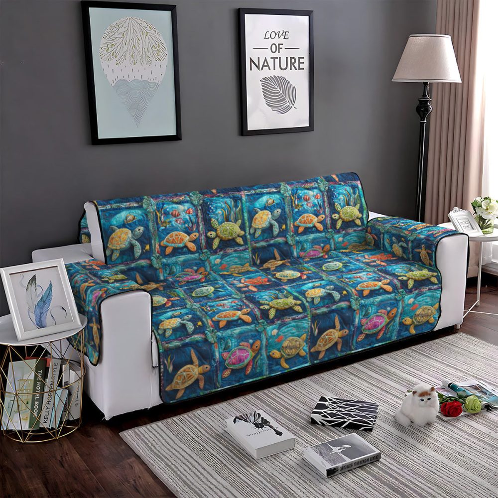 Aquatic Ambiance Quilted Sofa Cover - Image 4