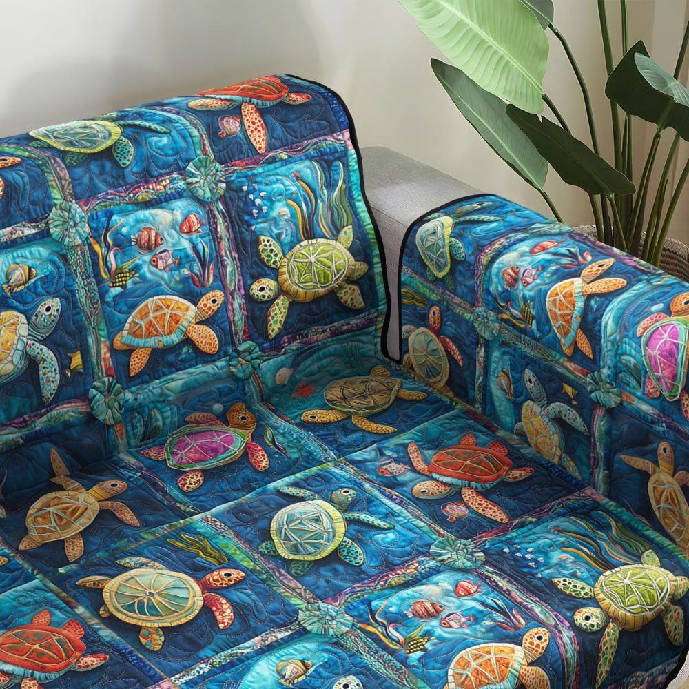 Aquatic Ambiance Quilted Sofa Cover