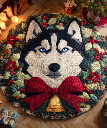 Arctic Husky Quilted Round Mat