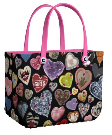 Trendy Heart Pattern Tote Bag With Pink Handles - Stylish & Spacious For Everyday Use