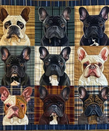 Artistic Frenchie Quilted Blanket