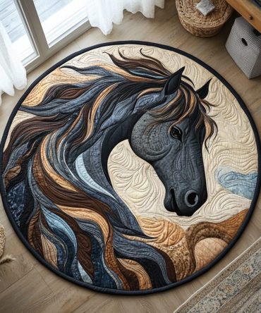Artistic Horse Quilted Round Mat