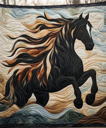 Artistic Mystical Steeds Quilted Blanket