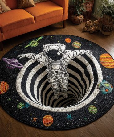 Astronaut Spiral Quilted Round Mat