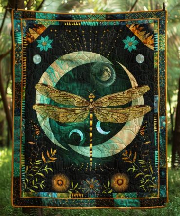 Aurora Spark Dragonfly Quilted Blanket