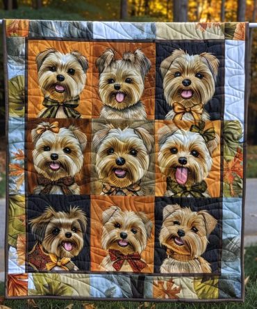 Autumn Yorkie Quilted Blanket