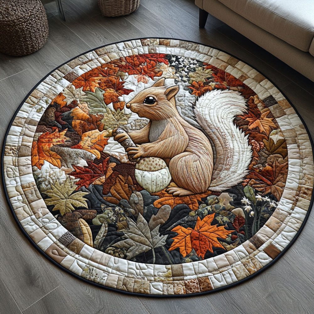 Autumn Acorn Festival Quilted Round Mat