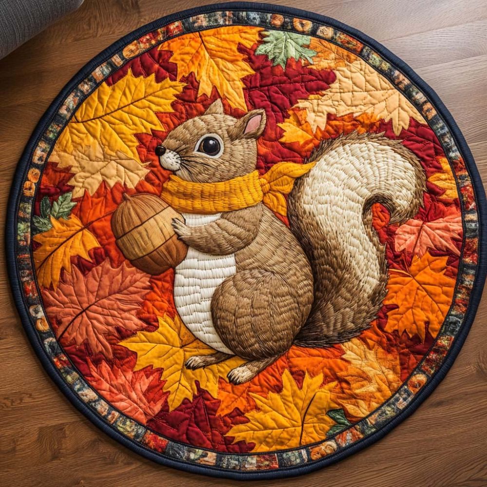 Autumn Acorn Quilted Round Mat