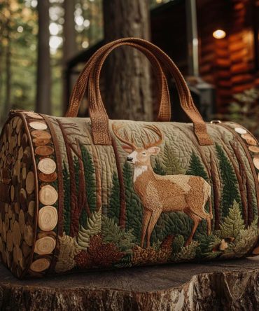 Autumn Deer Quilted Duffle Bag