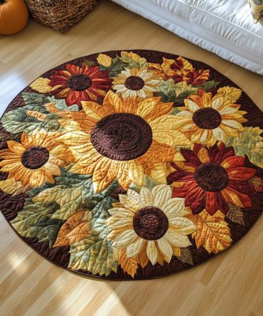 Autumn Flowers Quilted Round Mat