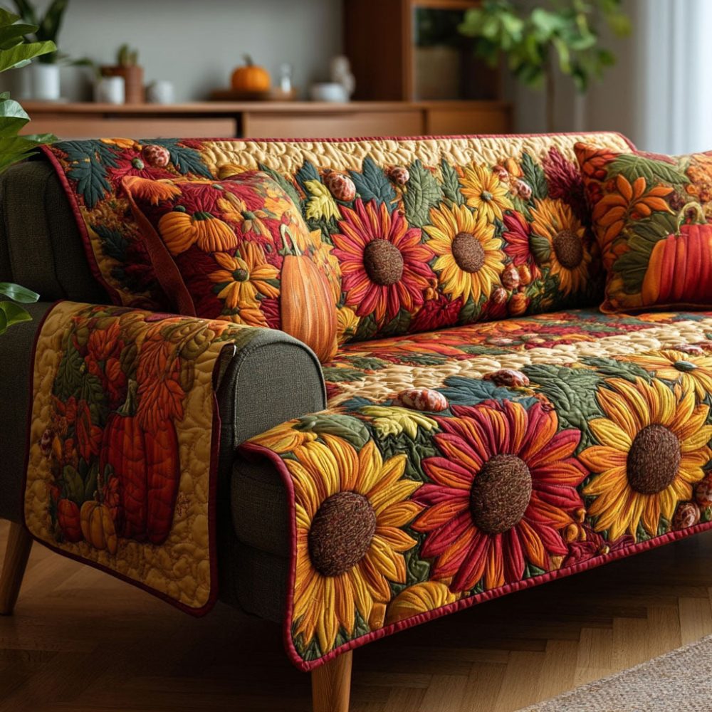 Autumn Harvest Quilted Sofa Cover