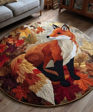 Autumn Leaves Fox Quilted Round Mat