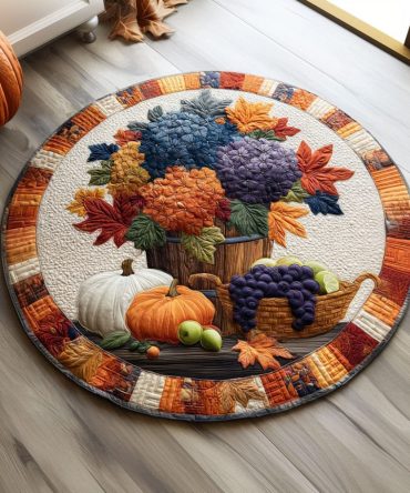 Autumn Orchard Bounty Quilted Round Mat