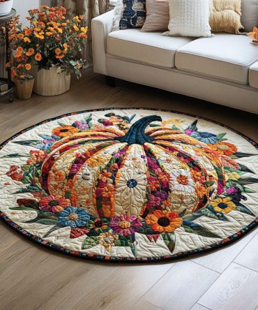 Autumn Pumpkin Dreams Quilted Round Mat