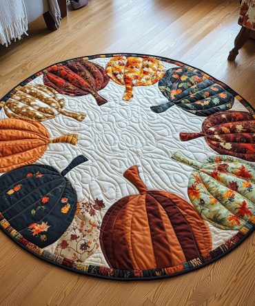 Autumn Pumpkins Quilted Round Mat