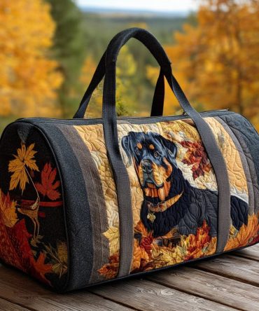 Autumn Rottweiler Quilted Duffle Bag