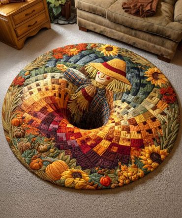 Autumn Scarecrow Quilted Round Mat