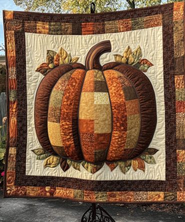 Autumnal Pumpkin Quilted Blanket