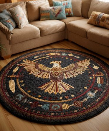 Aztec Eagle Quilted Round Mat