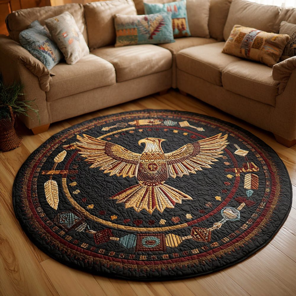 Aztec Eagle Quilted Round Mat