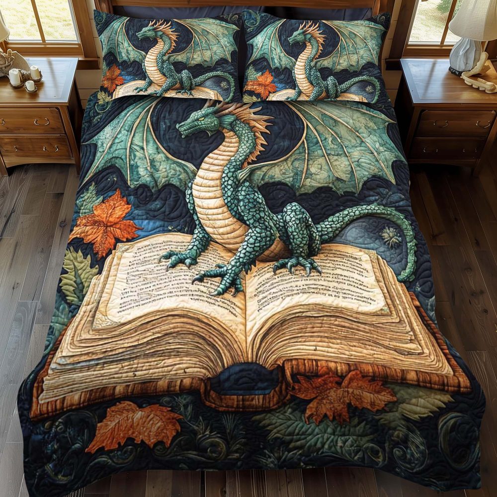 Azure Flame 3-Piece Quilted Bedding Set - Image 2