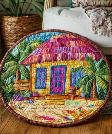 Azure Oasis Quilted Round Mat