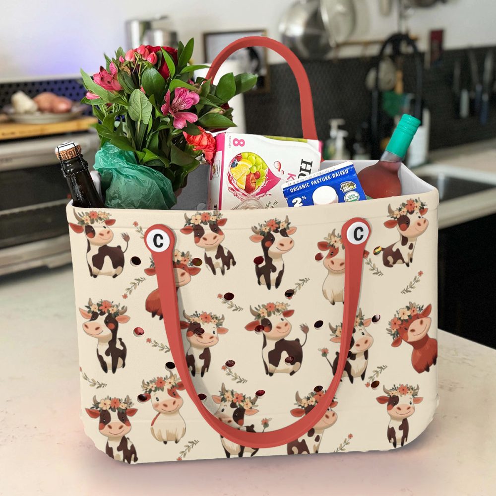 Charming Cow Print Tote Bag – Cute Farm Animal Design, Durable & Spacious For Everyday Use - Image 6