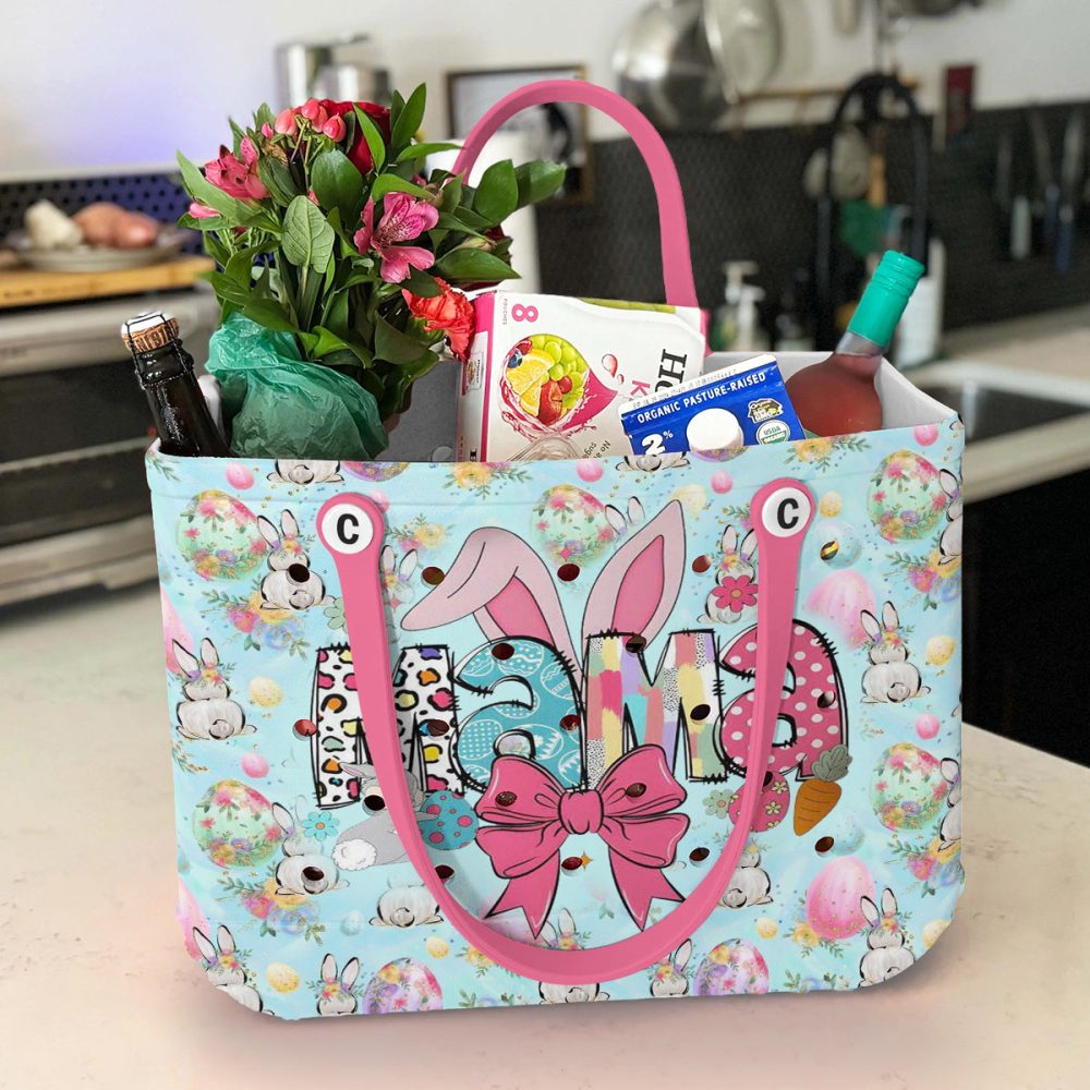Bucket Tote Bag, Limited Edition Bogg Bag, Beach Bag Easter Mama Bunny - Image 6