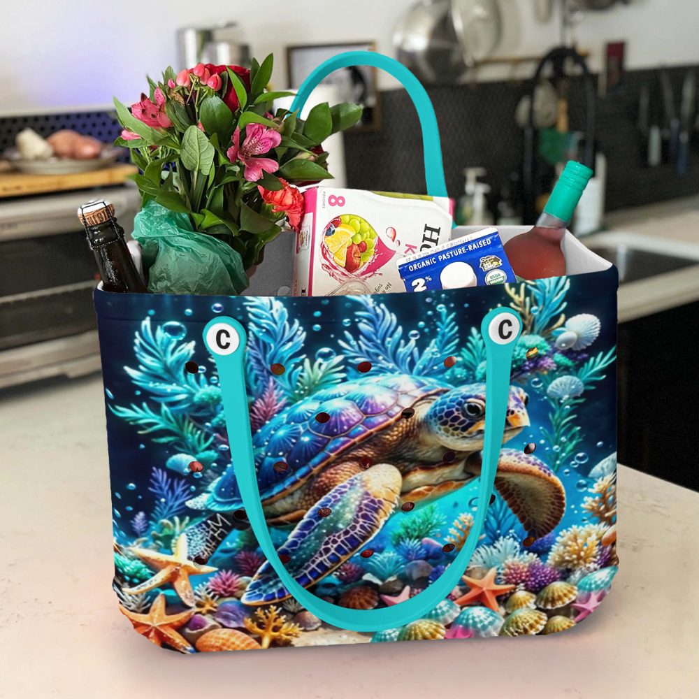 Tropical Sea Turtle Beach Tote Bag – Vibrant Ocean Design, Perfect For Summer Adventures - Image 3
