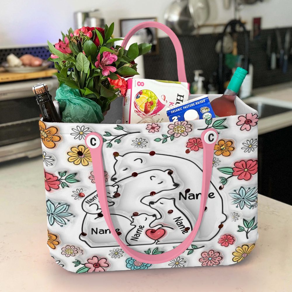Custom Floral Bear Family Tote Bag - Personalized Gift For Mom & Kids - Stylish & Durable - Image 7