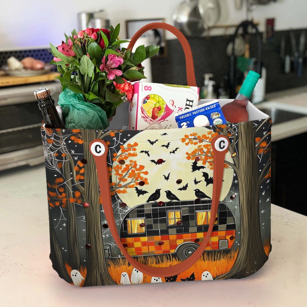 Bucket Tote Bag, Limited Edition Bogg Bag, Beach Bag Spooky Camping - Image 5