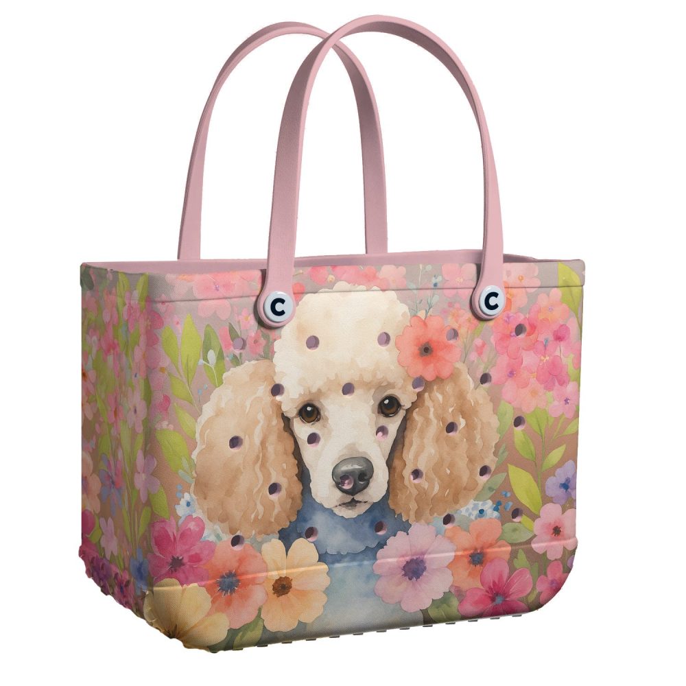 Charming Poodle Floral Tote Bag – Perfect For Dog Lovers, Stylish & Durable Handbag For Everyday Use