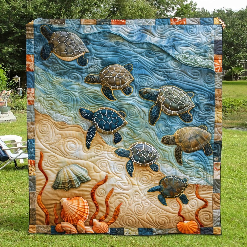 Baby Turtle Voyage Quilted Blanket - Image 2