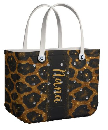 Stylish Leopard Print Tote Bag With Glitter Accents – Perfect For Fashionable Outings