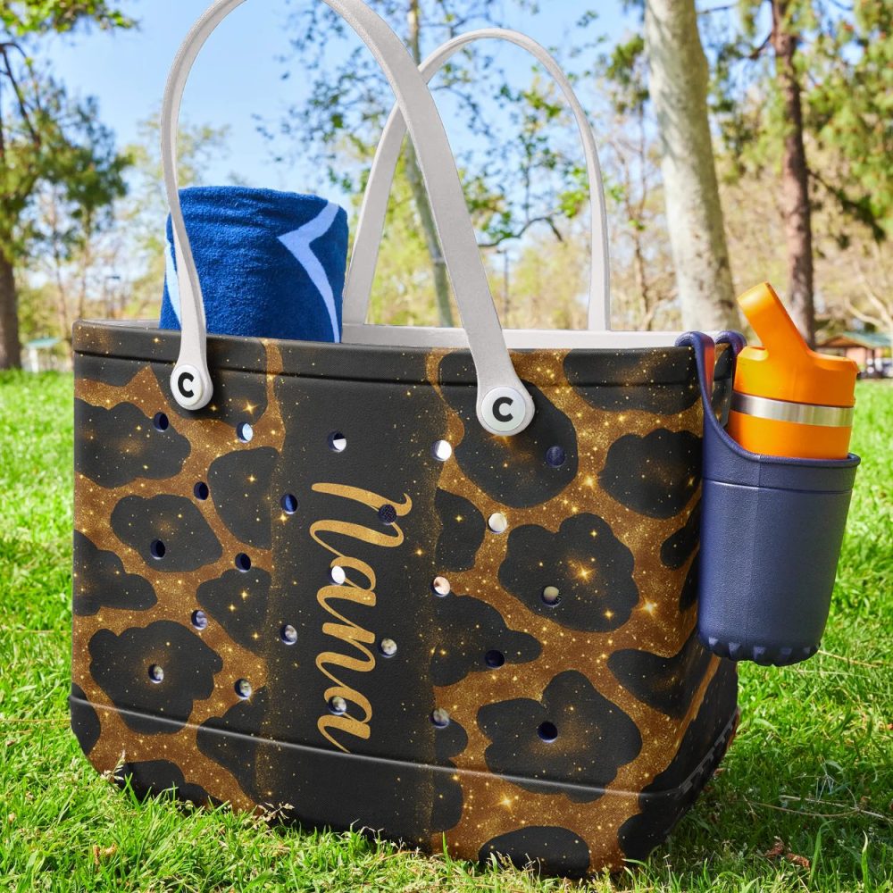 Stylish Leopard Print Tote Bag With Glitter Accents – Perfect For Fashionable Outings - Image 2