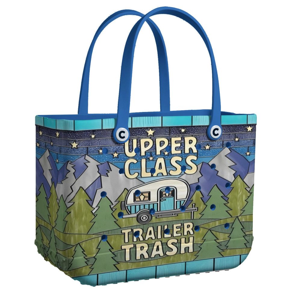 Stylish Camper Tote Bag - Fun 'Upper Class Trailer Trash' Design For Outdoor Adventures