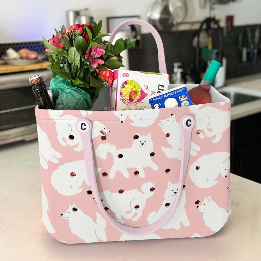 Chic Pink Dog Pattern Tote Bag - Durable, Stylish & Spacious For Everyday Use - Image 2