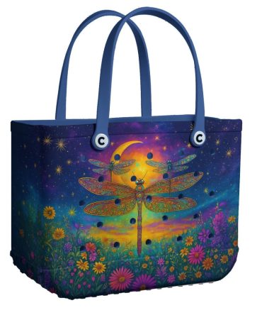 Vibrant Dragonfly Tote Bag – Cosmic Night Sky Design, Eco-Friendly, Spacious & Stylish