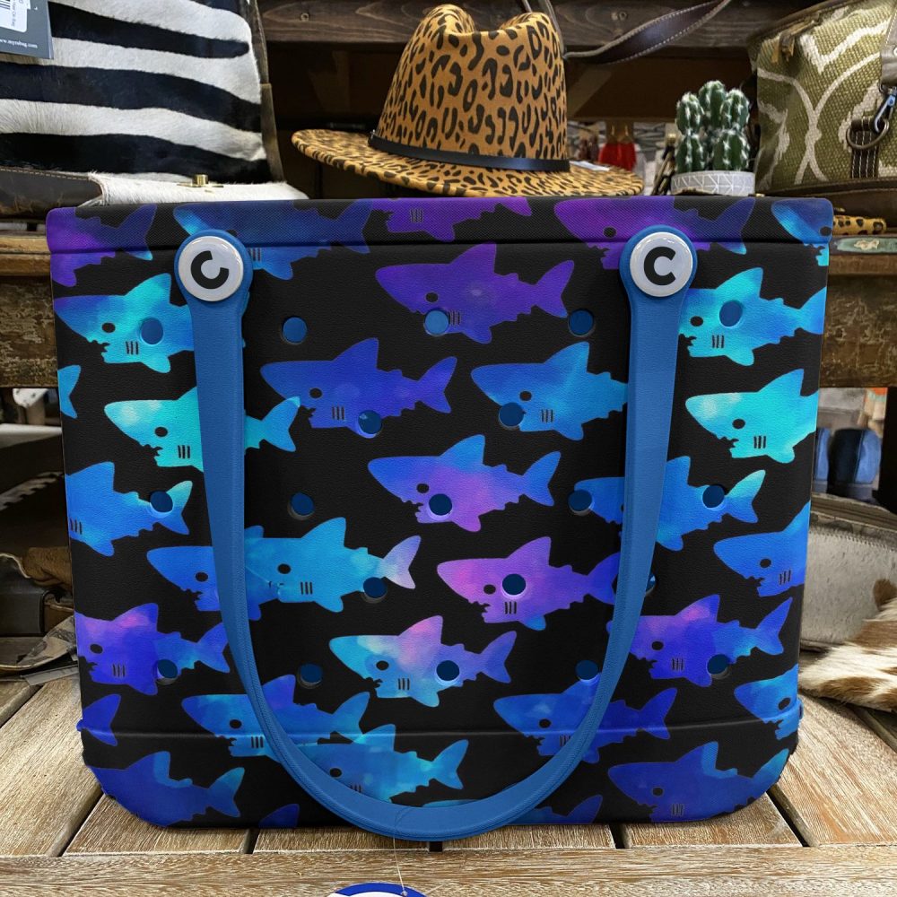 Colorful Shark Pattern Tote Bag - Stylish & Spacious Beach Accessory - Image 5