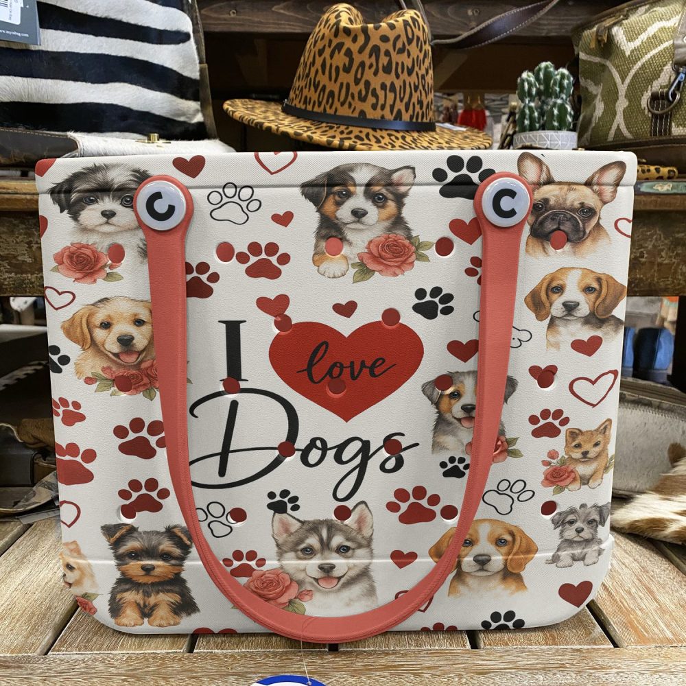 I Love Dogs Tote Bag - Cute Puppy Print, Perfect Gift For Dog Lovers, Stylish & Durable Handbag - Image 5