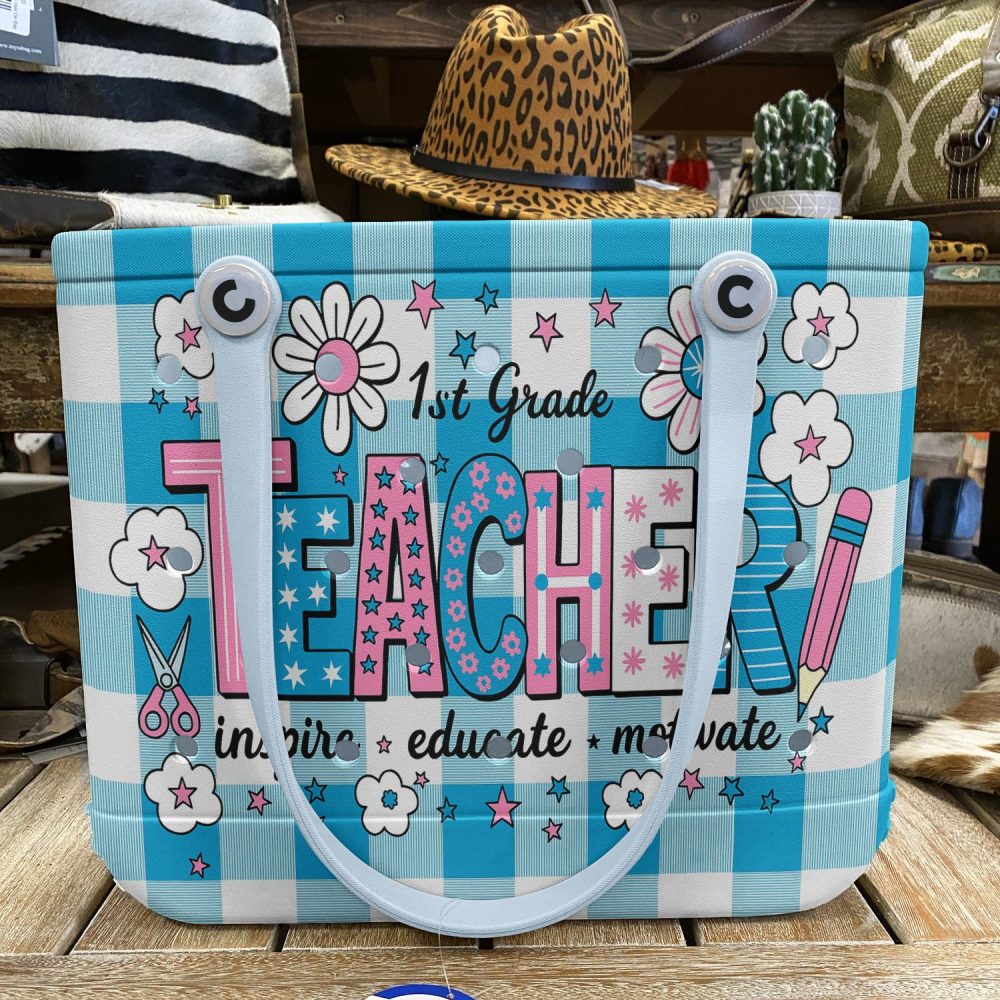 1St Grade Teacher Tote Bag - Inspire, Educate, Motivate - Cute Floral Design Gift - Image 5